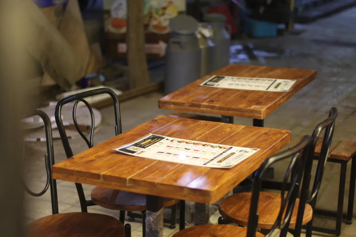 wooden tables